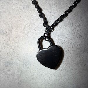 MVMT Black Heart Heartlock Pendant Necklace